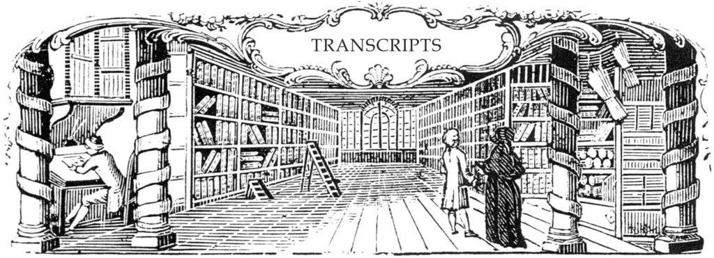 Image of an 18th century library: a visual cue for this section for archival records and sundry projects.