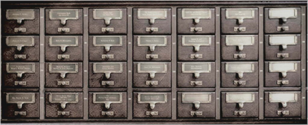 Old style card catalogue cabinet, to illustrate the "Index to blog articles, in reverse chronological order" page.