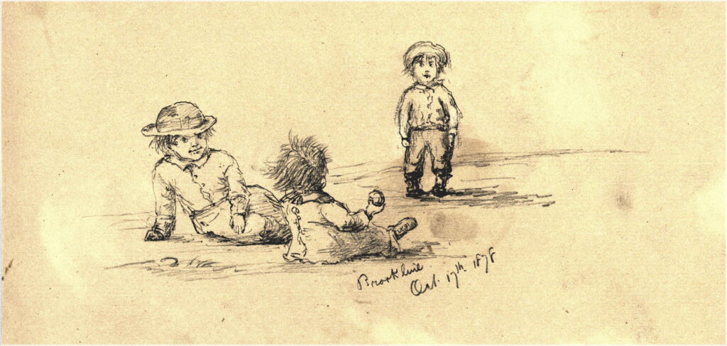 Sketch of three children by Arnold William Brunner (1857–1925).