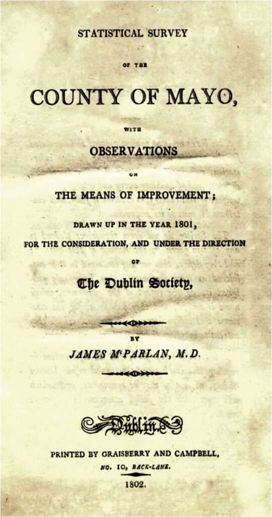 Survey of Clanmorris, County Mayo, by Dr. James M'Parlan, published in 1802, title page.