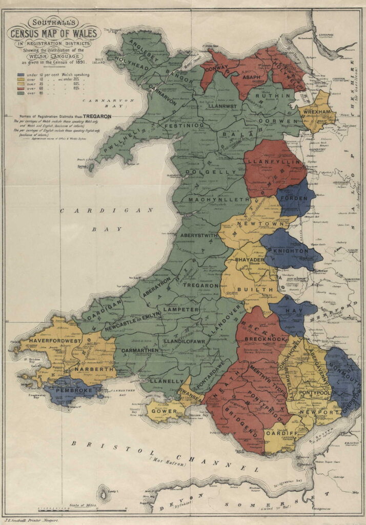 Wales 1891 census map, by J.S. Southall.