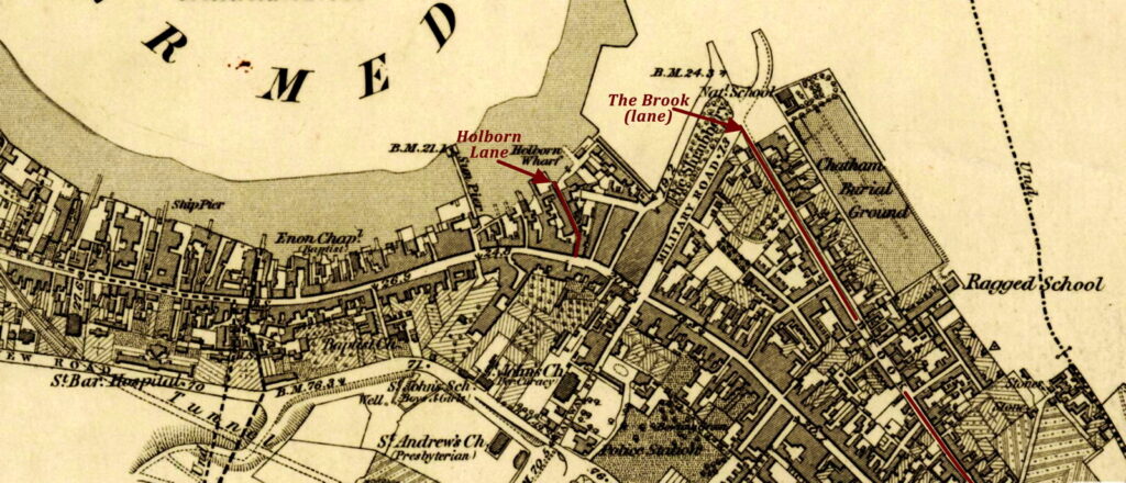 Map of Chatham on the Medway, c.1863, in Kent, England.